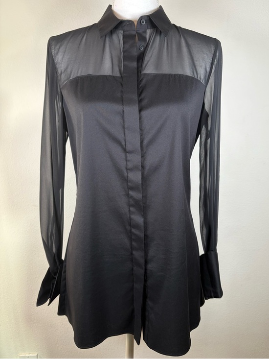 Alice + Olivia Tops - alice + olivia black sheer yoke button front blouse top